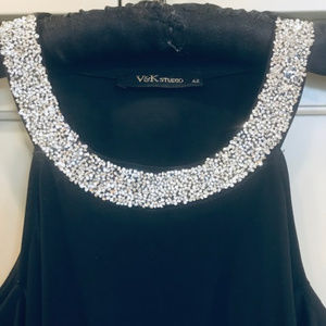 NWOT V & K Studio Black Holter Top